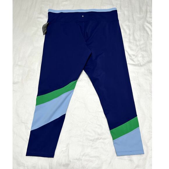 ID Ideology Womens Plus Size 1X Color Block 7/8 Legging Pants Blue Gym Yoga New - Picture 3 of 7